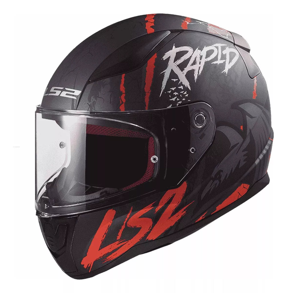 CASCO CERRADO LS2 RAVEN NGO/BCO/ROJ/MATE FF353